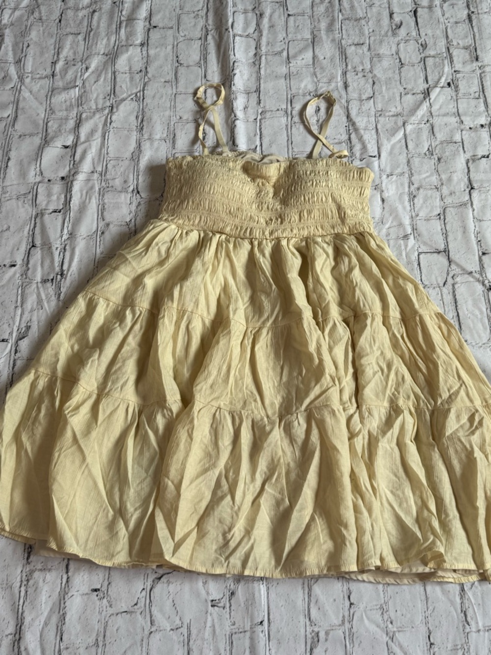 Klassy Network Light Yellow Strapless Smocked Sundress